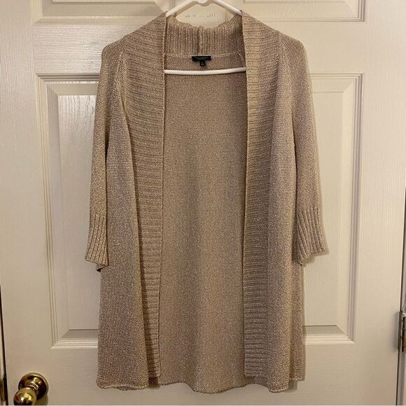 Talbots Gold Glittery Open Front Sweater - Picture 1 of 4